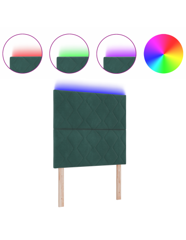 Testiera LED Verde Scuro 100 cm Pelle Sintetica