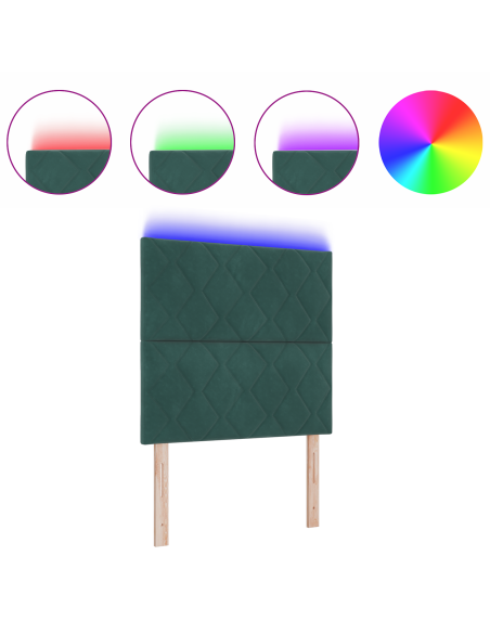 Testiera LED Verde Scuro 100 cm Pelle Sintetica