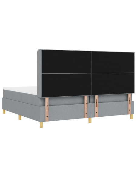 Letto Box Spring con Materasso e Luce LED Grigio Chiaro 200x200 cm Tessuto
