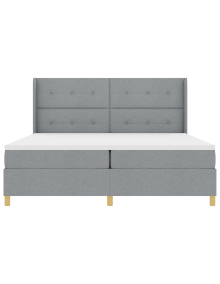 Letto Box Spring con Materasso e Luce LED Grigio Chiaro 200x200 cm Tessuto