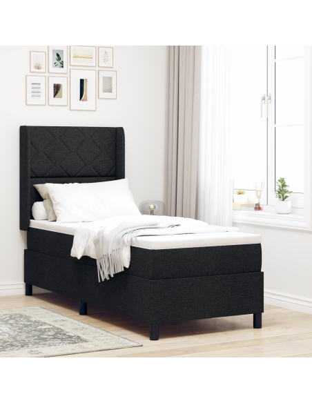 Letto a Molle con Materasso e LED Nero 90x190 cm Tessuto