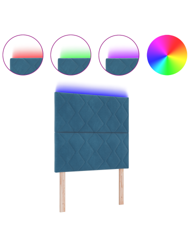 Testiera LED Blu Scuro 100 cm Pelle Sintetica