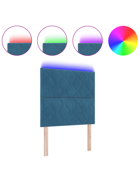 Testata LED Design a Blocchi di Diamante Blu Scuro 100 cm Velluto