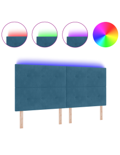 Testiera LED con luci a strisce a LED Blu 200 cm Poliestere 2