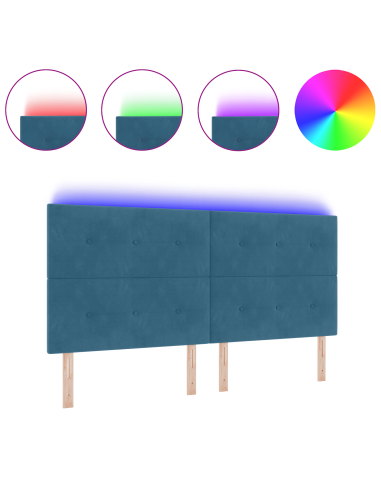 Testiera LED con luci a strisce a LED Blu 200 cm Poliestere