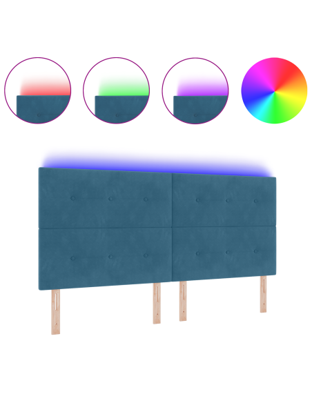 Testiera LED con luci a strisce a LED Blu 200 cm Poliestere