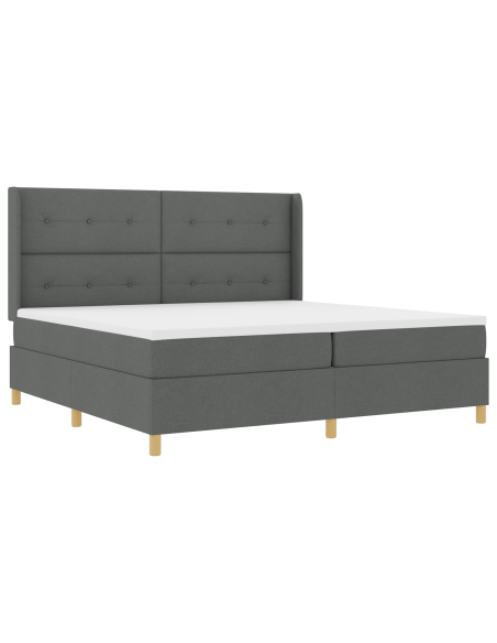 Letto a Molle con Materasso & LED Grigio Scuro 200x200 cm in Tessuto