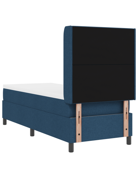 Letto Box Spring con Materasso e LED Blu 90x190 cm in Tessuto