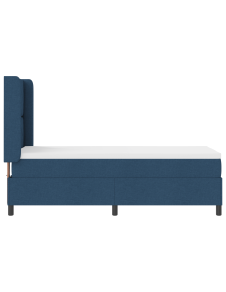Letto Box Spring con Materasso e LED Blu 90x190 cm in Tessuto