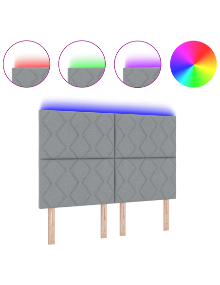 Testata LED  Design a Blocchi di Diamante Grigio Chiaro 144 cm Tessuto