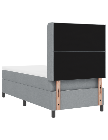 Letto a molla con materasso e luce LED Grigio chiaro 90x200 cm Tessuto