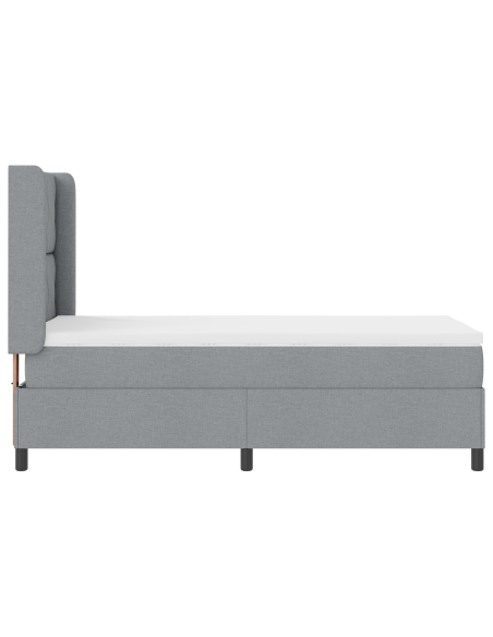 Letto a molla con materasso e luce LED Grigio chiaro 90x200 cm Tessuto