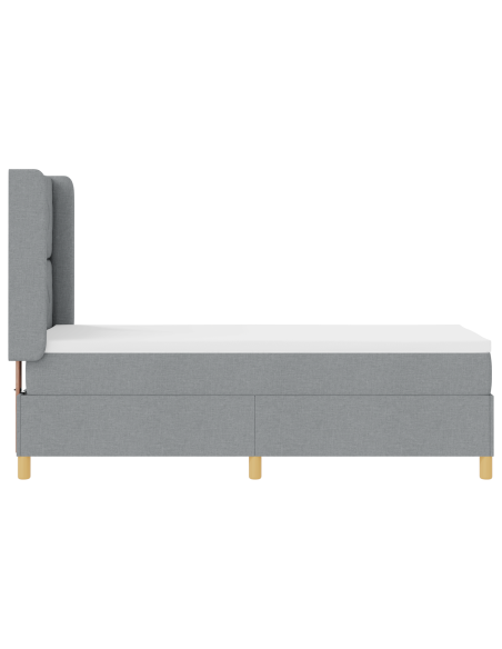 Letto con Rete A Molla e Materasso & Luce LED Grigio Chiaro 80x200 cm Tessuto