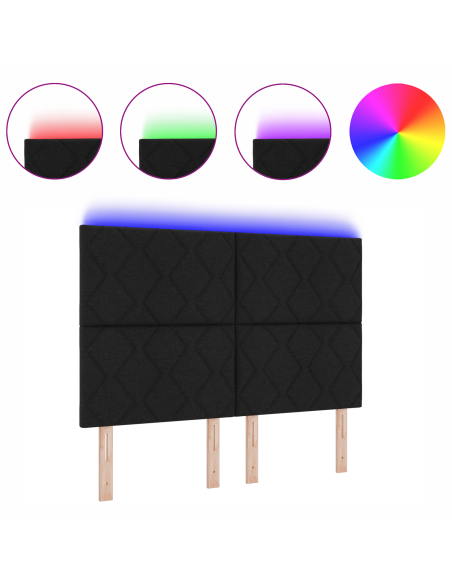 Testata LED  Design Blocchi Diamante Nera 144 cm Tessuto