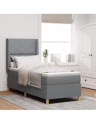 Letto a molle con materasso Grigio chiaro 140 x 200 cm Tessuto