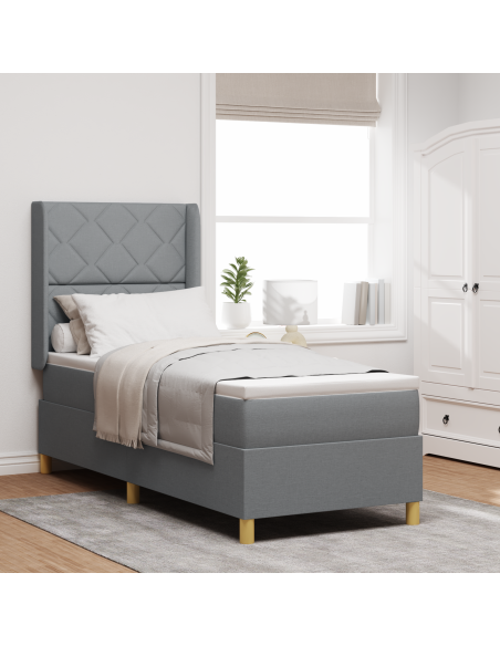 Letto a molle con materasso Grigio chiaro 140 x 200 cm Tessuto