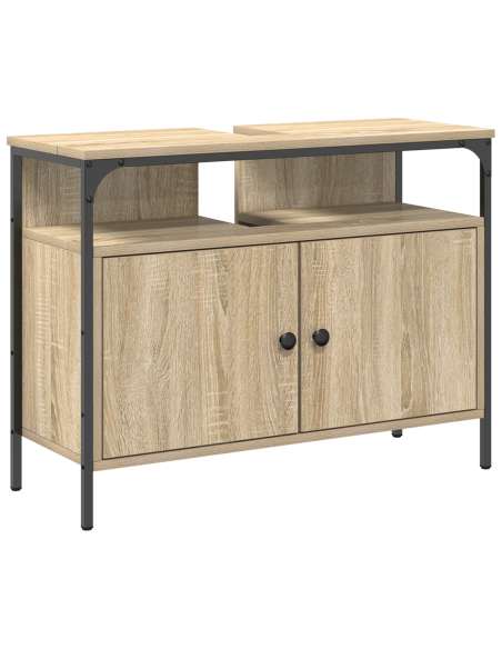 Set di Armadi da Bagno  in 3 Pezzi in Legno Ingegnerizzato in Rovere Sonoma