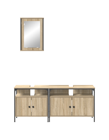 Set di mobili per il bagno 3 pcs Marrone Legno multistrato