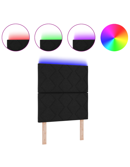 Testata LED  Design a Blocchi Diamante Nera 80 cm Tessuto