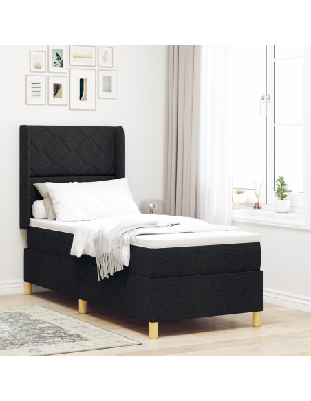 Letto a Molla con Materasso e LED Nero 80x200 cm in Tessuto
