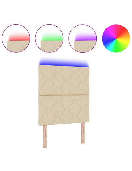 Testiera LED  Design a Rombi Panna 80 cm Tessuto