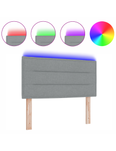 Testiera LED con testiera Grigio chiaro 90 cm Poliestere 2