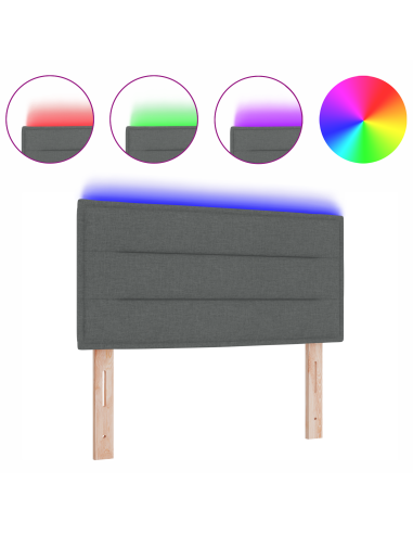 Testiera LED con testiera Grigio scuro 90 cm Poliestere