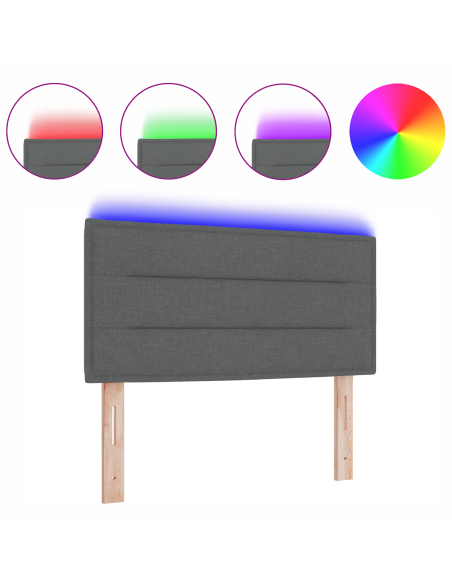 Testiera LED con testiera Grigio scuro 90 cm Poliestere
