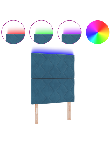 Testiera LED Blu Scuro 80 cm Pelle Sintetica