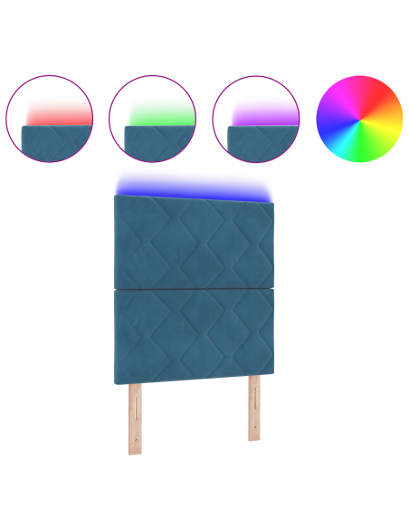 Testata a Blocchi di Diamante Blu Scuro 80 cm in Velluto