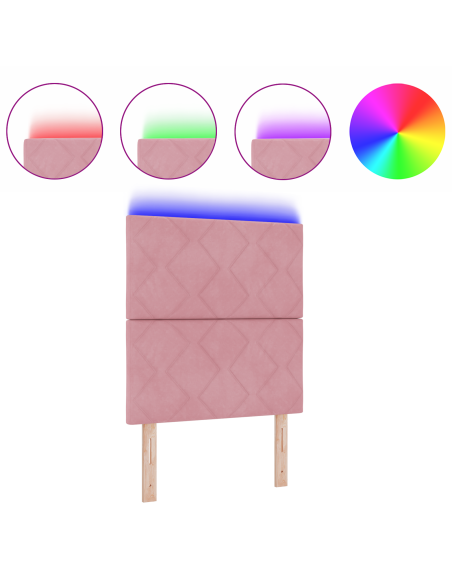 Testata LED Design a Blocchi di Diamante Rosa 80 cm in Velluto