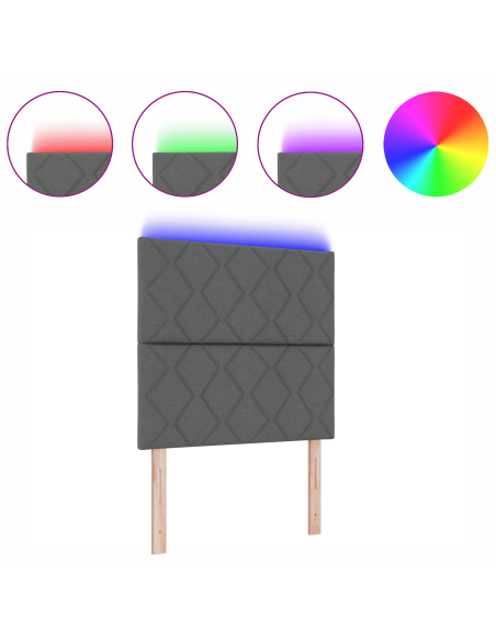 Testata LED  design a blocchi di diamante grigio scuro 90 cm in tessuto