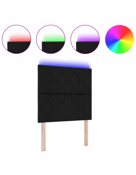 Testiera LED  Design a Blocchi di Diamante Nera 90 cm Tessuto