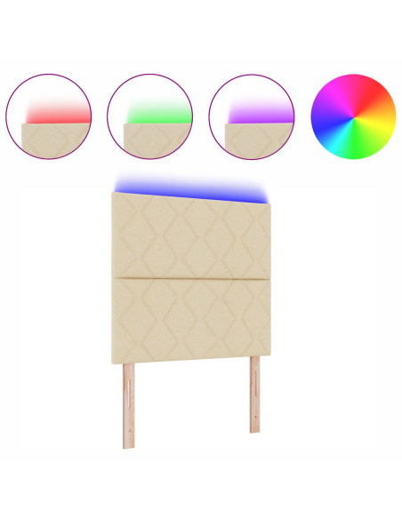 Testiera LED  Design Blocchi Diamante Panna 90 cm Tessuto
