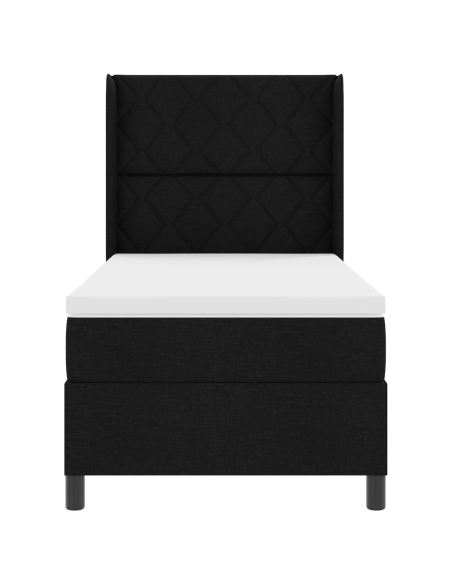 Letto con box spring e materasso LED nero 90x200 cm in tessuto