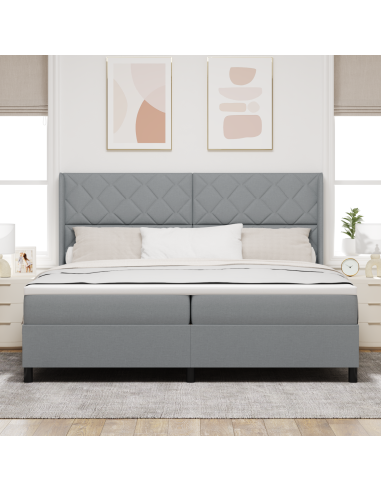 Letto a Sorgente LED Grigio chiaro 200 x 200 cm Tessuto