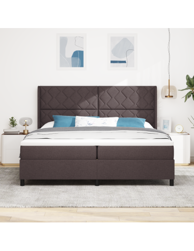 Letto a Sorgente LED Marrone Scuro 200 x 200 cm Tessuto