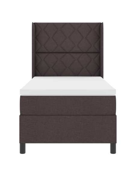 Letto a Box con Materasso e LED Marrone Scuro 90x200 cm Tessuto