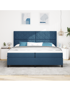 Letto a Sorgente LED con materasso Blu 200 x 200 cm Tessuto