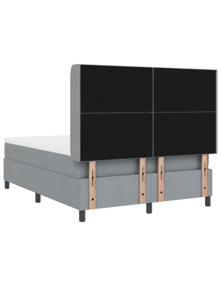 Letto Box Spring con Materasso e Luce LED Grigio Chiaro 140x200 cm Tessuto