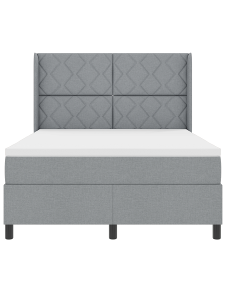Letto Box Spring con Materasso e Luce LED Grigio Chiaro 140x200 cm Tessuto