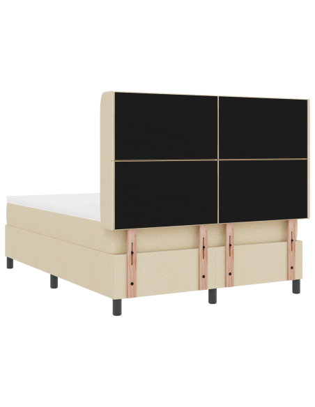 Letto a Rete con Materasso e LED Crema 140x200 cm Tessuto