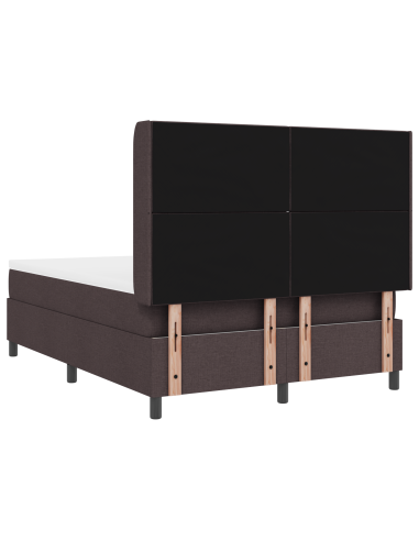 Letto a Sorgente LED Marrone Scuro 160 x 200 cm Tessuto