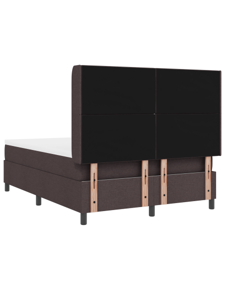 Letto a molle con materasso e LED  Marrone Scuro 160x200 cm Tessuto