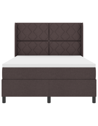 Letto a Sorgente LED Marrone Scuro 160 x 200 cm Tessuto