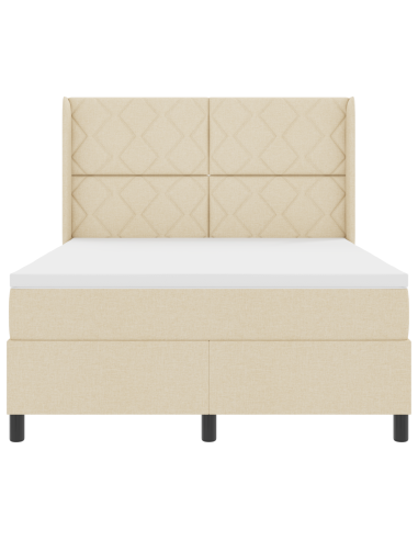 Letto a Sorgente LED con materasso Crema 160 x 200 cm Tessuto