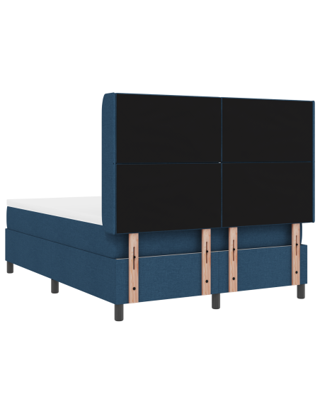 Letto a Box con Materasso e LED Blu 160x200 cm in Tessuto