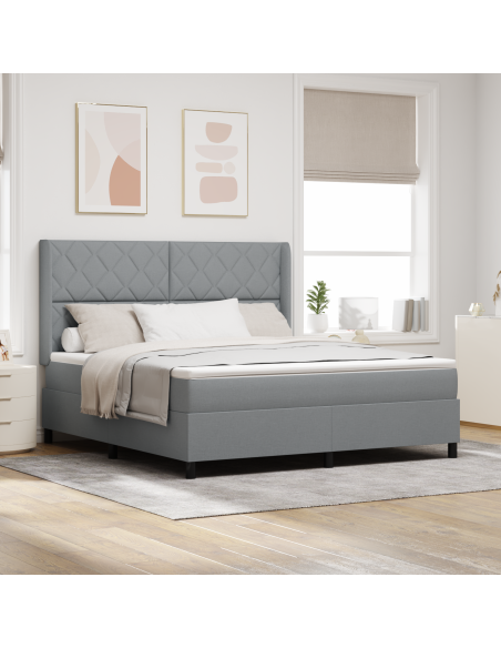 Letto a Molle con Materasso e Luce LED Grigio Chiaro 180x200 cm Tessuto