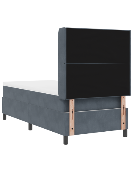 Letto Box Spring con Materasso Grigio Scuro 90x190 cm Velluto