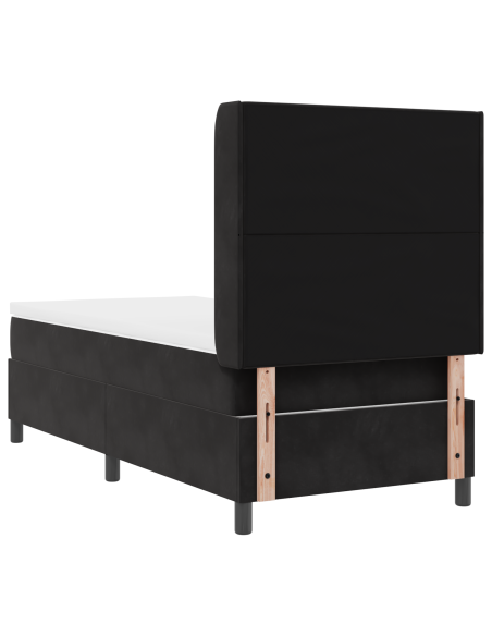 letto a molle con materasso  nero 90x190 cm in velluto